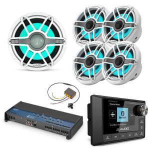 JL Audio MM105 + XDM1000/5 + 2 Pairs M6-650X-S-GWGW-i + M6-10IB-S-GWGW-i4 + MLC-RW Marine Bundle