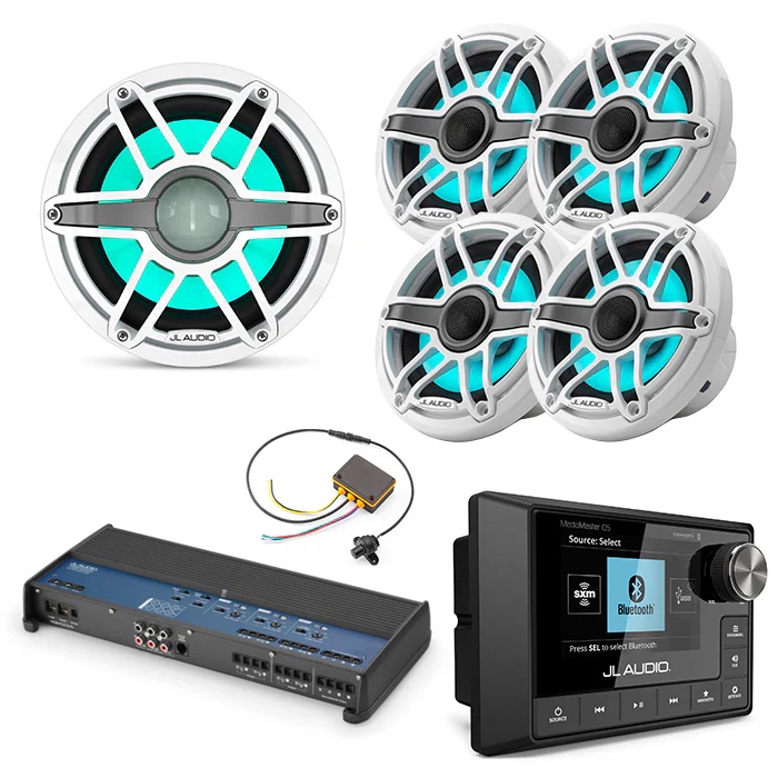 JL Audio MM105 + XDM1000/5 + 2 Pairs M6-650X-S-GWGW-i + M6-10IB-S-GWGW-i4 + MLC-RW Marine Bundle