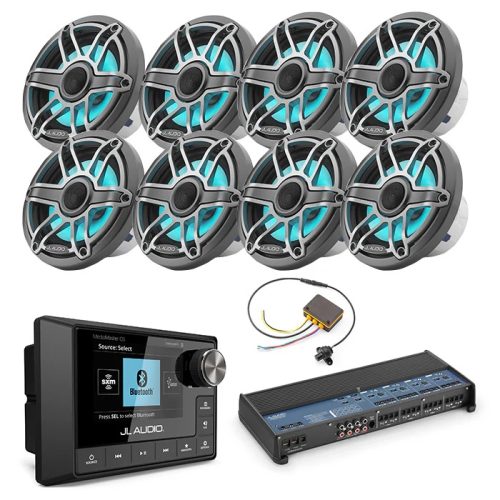 JL Audio MM105 + XDM800/8 + 4 Pairs M6-650X-S-GMTI-I + MLC-RW Marine Bundle