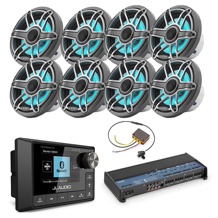 JL Audio MM105 + XDM800/8 + 4 Pairs M6-650X-S-GMTI-I + MLC-RW Marine Bundle