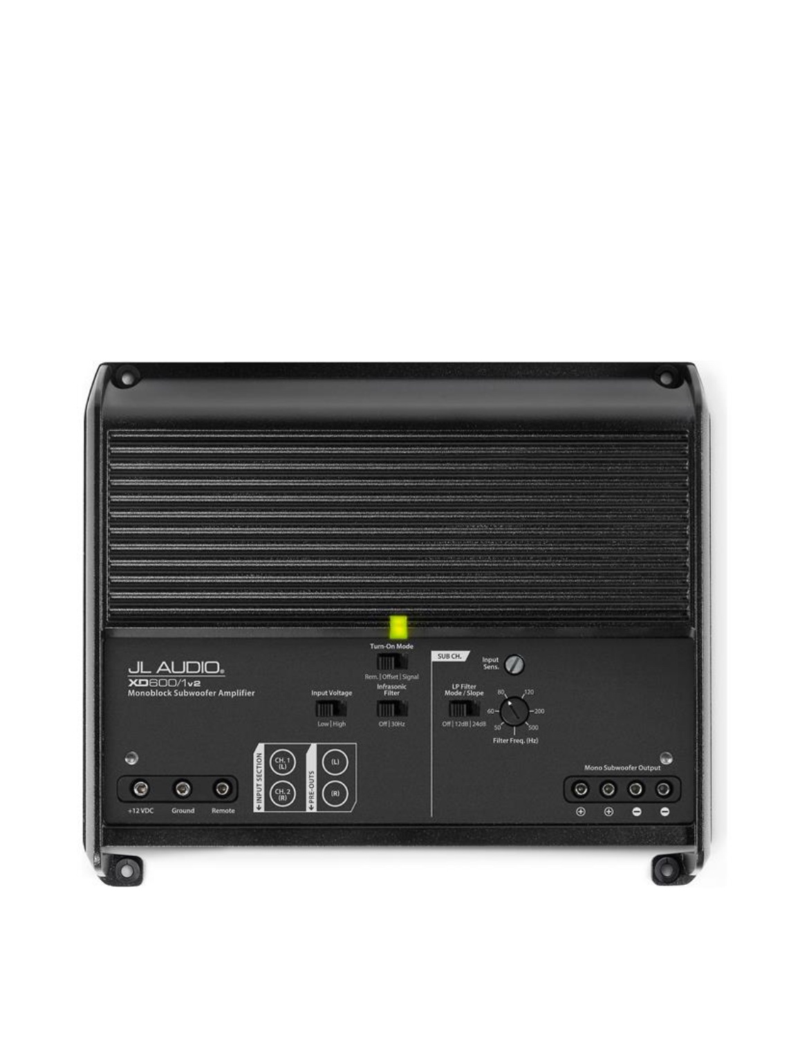JL Audio XD600/1v2
Mono subwoofer amplifier — 600 watts RMS x 1 at 2 ohms - Image 4